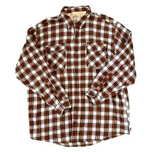 RedHead Burnt Orange and White Plaid Casual Button Down Shirt Size 2XLT